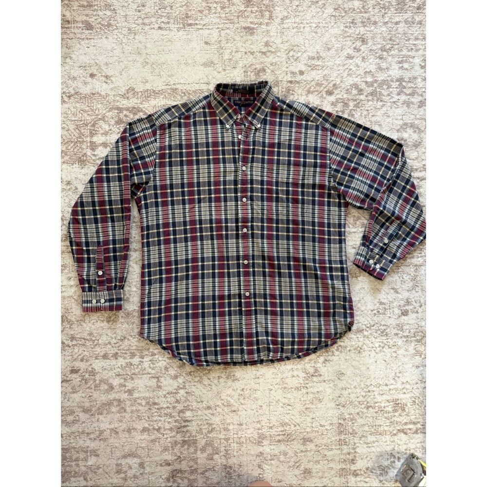 Tommy Hilfiger Men's Plaid Long Sleeve Golf Button-down Shirt Multicolor Large